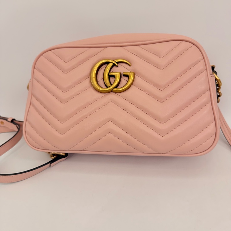 Gucci 粉牛皮馬夢相機包-1