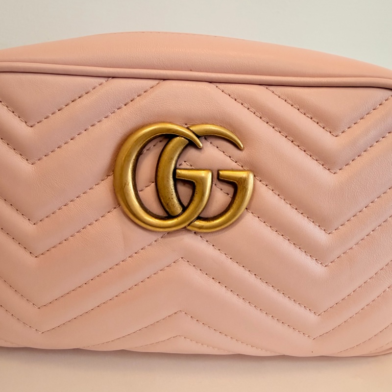 Gucci 粉牛皮馬夢相機包-2