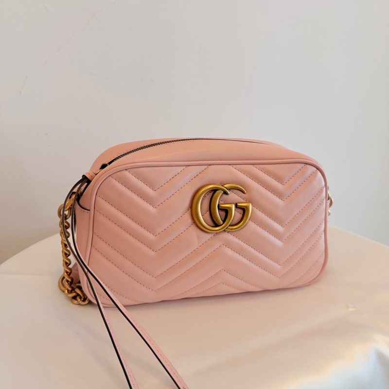 Gucci 粉牛皮馬夢相機包-5