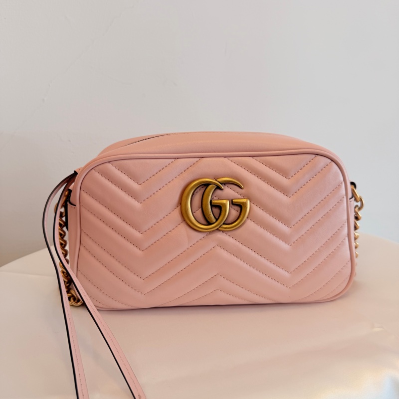 Gucci 粉牛皮馬夢相機包-6