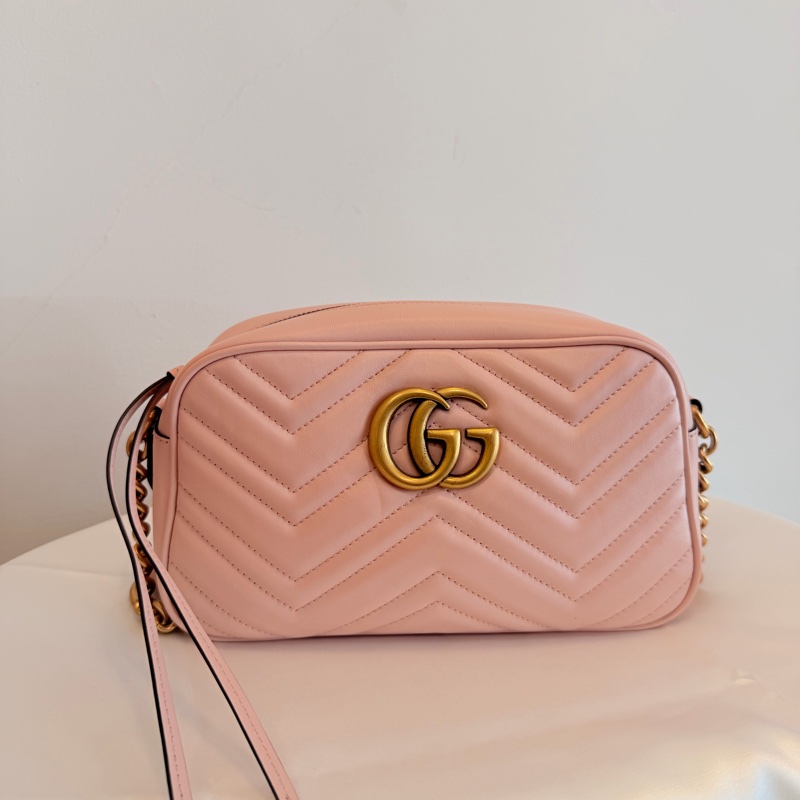 Gucci 粉牛皮馬夢相機包-7