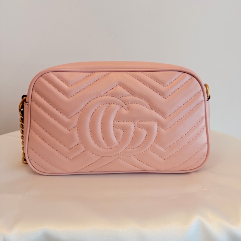 Gucci 粉牛皮馬夢相機包-11