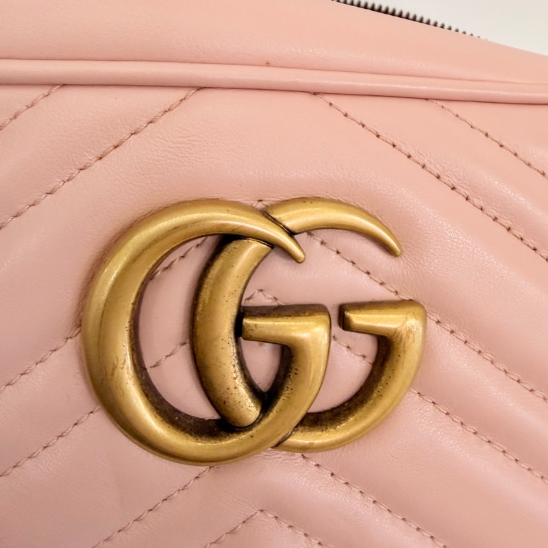 Gucci 粉牛皮馬夢相機包-30