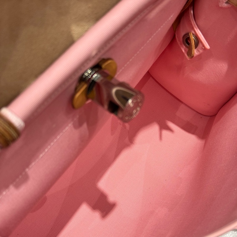 99新🌸Hermes愛馬仕櫻花粉帆布拼皮Herbag31 手提包單肩包斜背包 T刻 💝正品-8