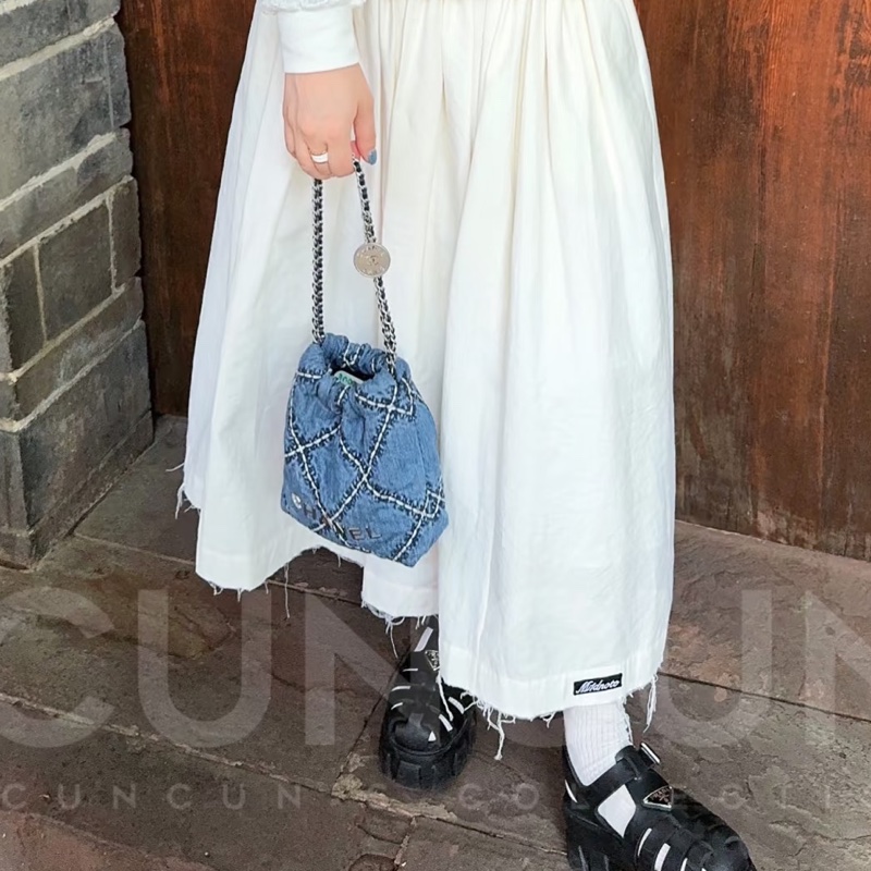 CHANEL香奈兒24P牛仔格紋22bagmini滿分包💯-4