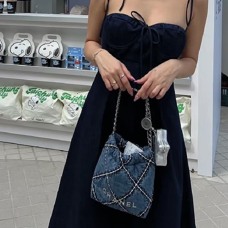 CHANEL香奈兒24P牛仔格紋22bagmini滿分包💯-6