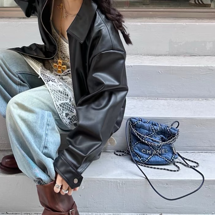 CHANEL香奈兒24P牛仔格紋22bagmini滿分包💯-8