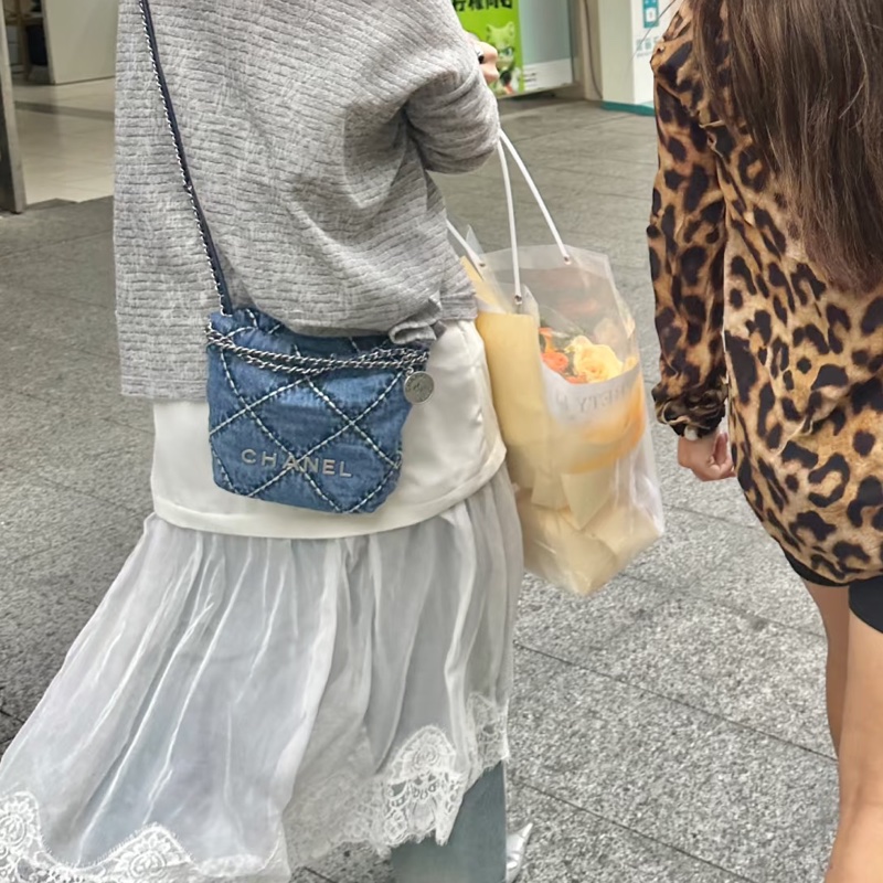 CHANEL香奈兒24P牛仔格紋22bagmini滿分包💯-10