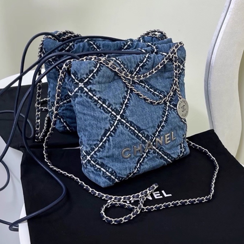 CHANEL香奈兒24P牛仔格紋22bagmini滿分包💯-12