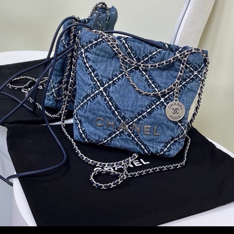 CHANEL香奈兒24P牛仔格紋22bagmini滿分包💯-13