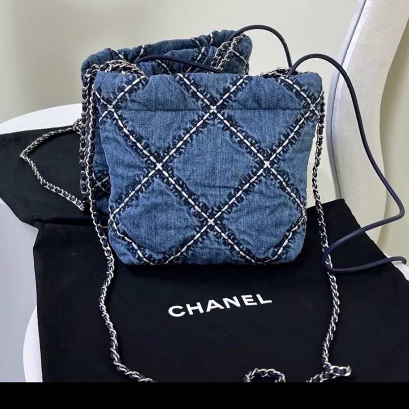 CHANEL香奈兒24P牛仔格紋22bagmini滿分包💯-14