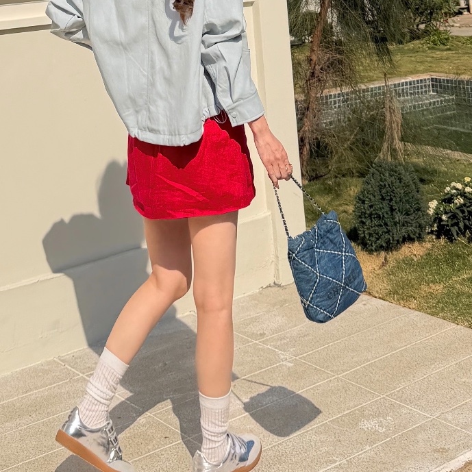 CHANEL香奈兒24P牛仔格紋22bagmini滿分包💯-19