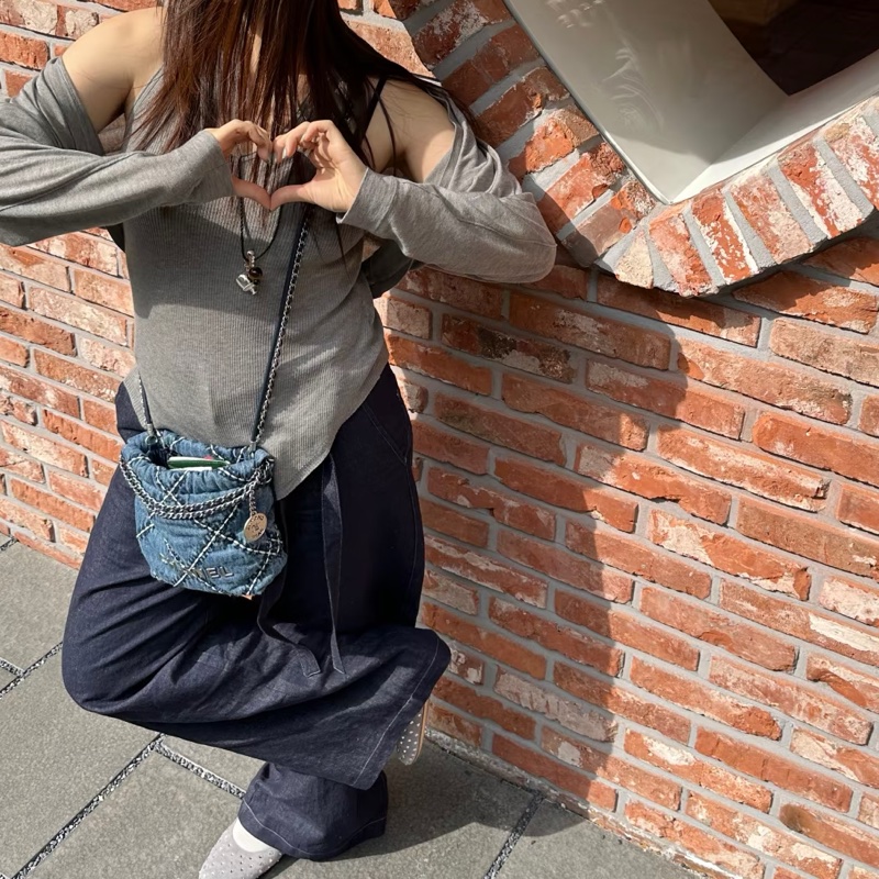 CHANEL香奈兒24P牛仔格紋22bagmini滿分包💯-20