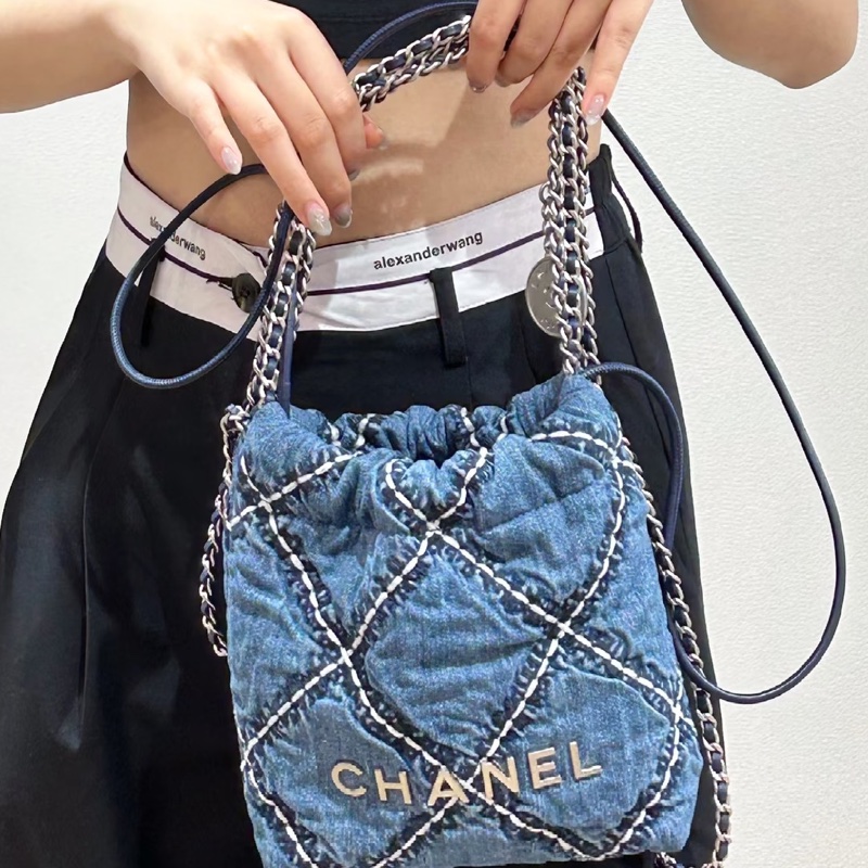 CHANEL香奈兒24P牛仔格紋22bagmini滿分包💯-25