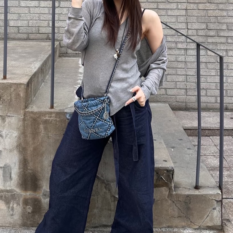 CHANEL香奈兒24P牛仔格紋22bagmini滿分包💯-32