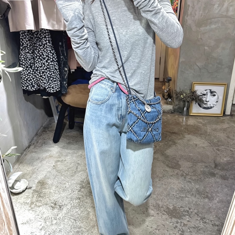 CHANEL香奈兒24P牛仔格紋22bagmini滿分包💯-33