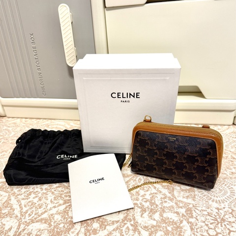 CELINE 深老花貝殼小鏈包