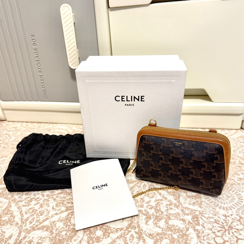 CELINE 深老花貝殼小鏈包-1