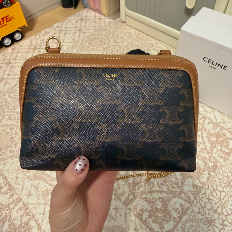CELINE 深老花貝殼小鏈包-2