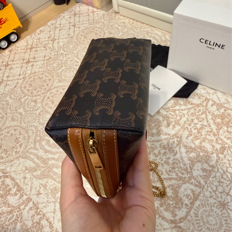 CELINE 深老花貝殼小鏈包-6