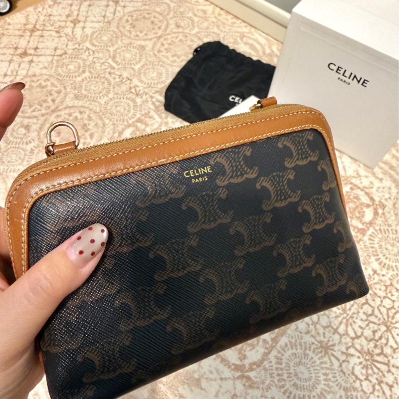 CELINE 深老花貝殼小鏈包-7