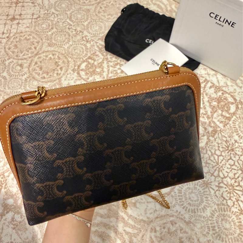 CELINE 深老花貝殼小鏈包-11