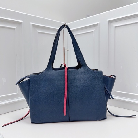 95新 CELINE 賽琳  藏藍色荔枝紋托特包