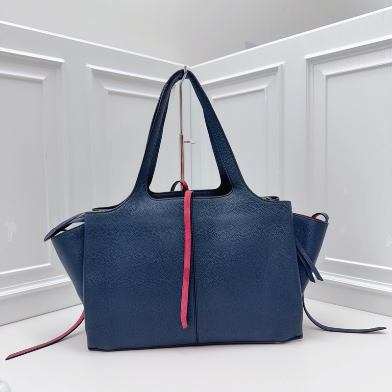 95新 CELINE 賽琳 藏藍色荔枝紋托特包-5