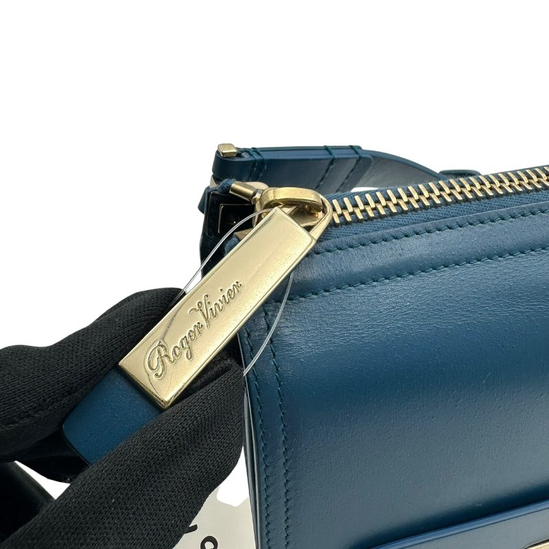 【美收精品】ROGER VIVIER 藍色皮革肩背包 C-519【隔月月中將轉賣至日本 上架期限30天】-4