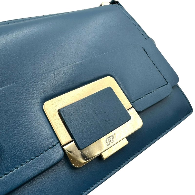 【美收精品】ROGER VIVIER 藍色皮革肩背包 C-519【隔月月中將轉賣至日本 上架期限30天】-5