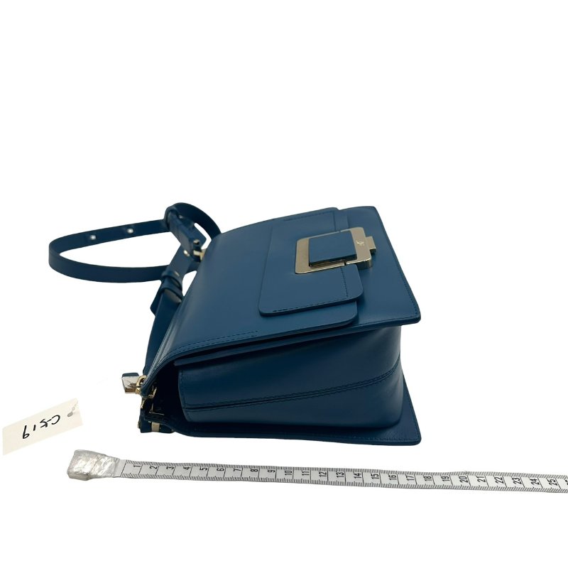 【美收精品】ROGER VIVIER 藍色皮革肩背包 C-519【隔月月中將轉賣至日本 上架期限30天】-13