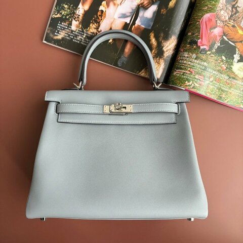 全新K刻 天菜 ::HERMES::木偶灰 KELLY 25 SWIFT皮革 內縫 手提斜背包