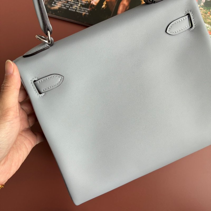 全新K刻 天菜 ::HERMES::木偶灰 KELLY 25 SWIFT皮革 內縫 手提斜背包-8