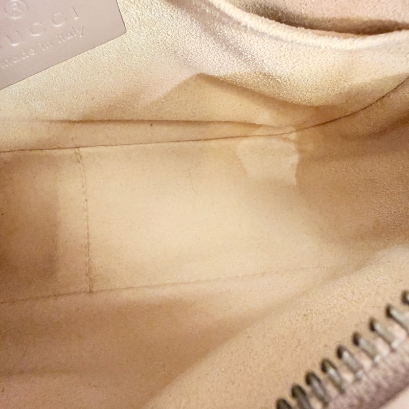 Gucci藕粉牛皮霧金馬夢拉鏈相機包-17