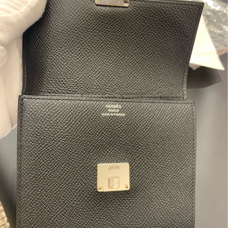 Hermes愛馬仕黑色男款三折錢包c刻-1