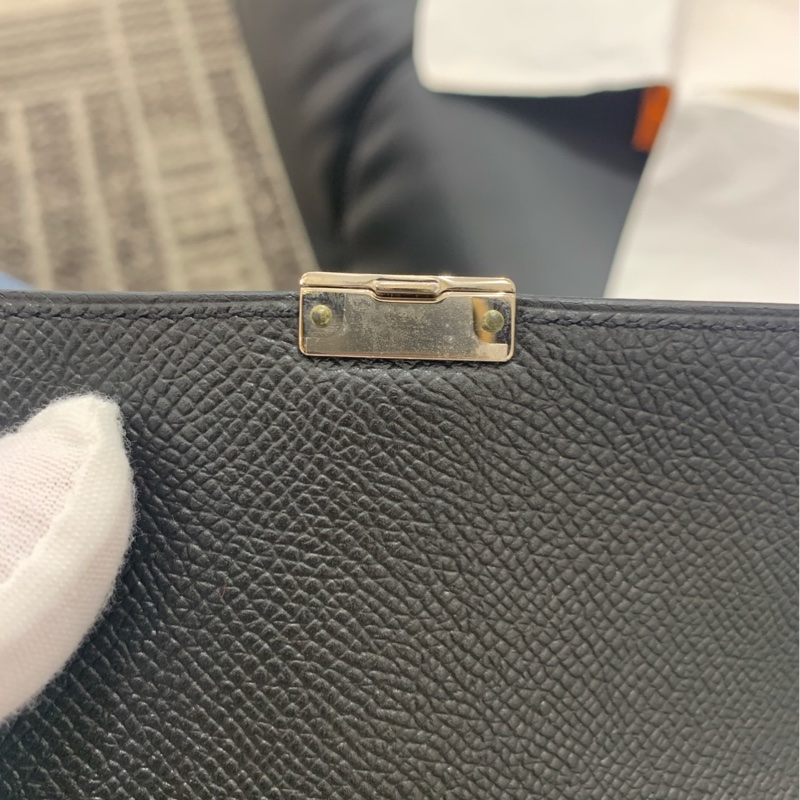 Hermes愛馬仕黑色男款三折錢包c刻-2
