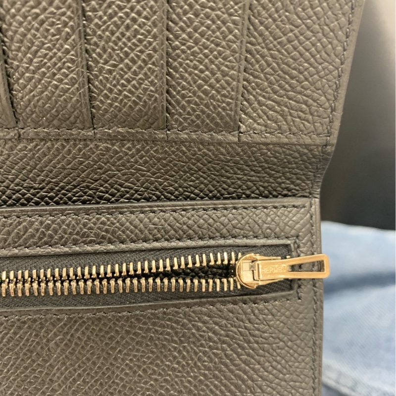 Hermes愛馬仕黑色男款三折錢包c刻-3