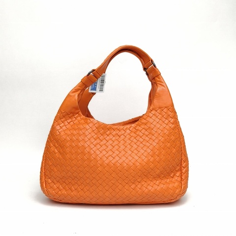 BOTTEGA VENETA 橘色羊皮鎢鋼扣和尚包
