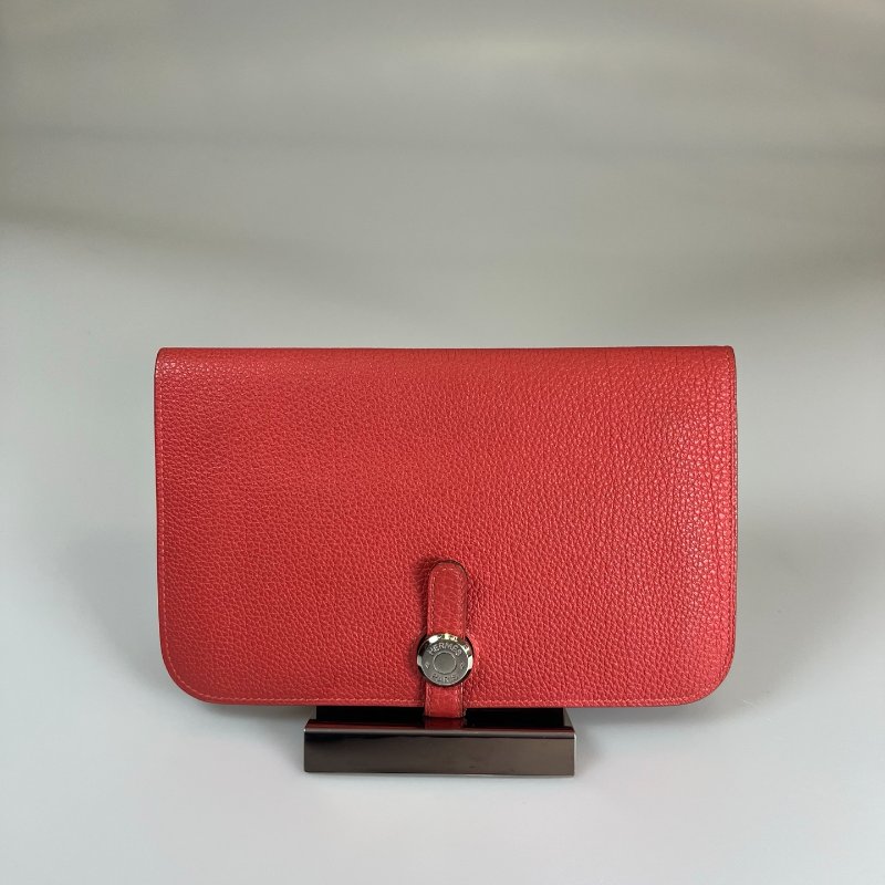 HERMES T刻 珊瑚橘DOGON GM萬用夾-0