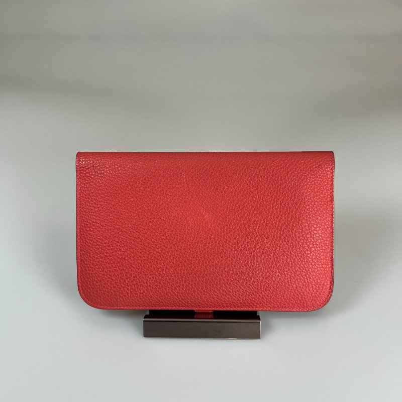 HERMES T刻 珊瑚橘DOGON GM萬用夾-1