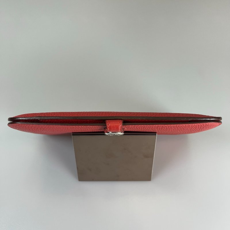 HERMES T刻 珊瑚橘DOGON GM萬用夾-5