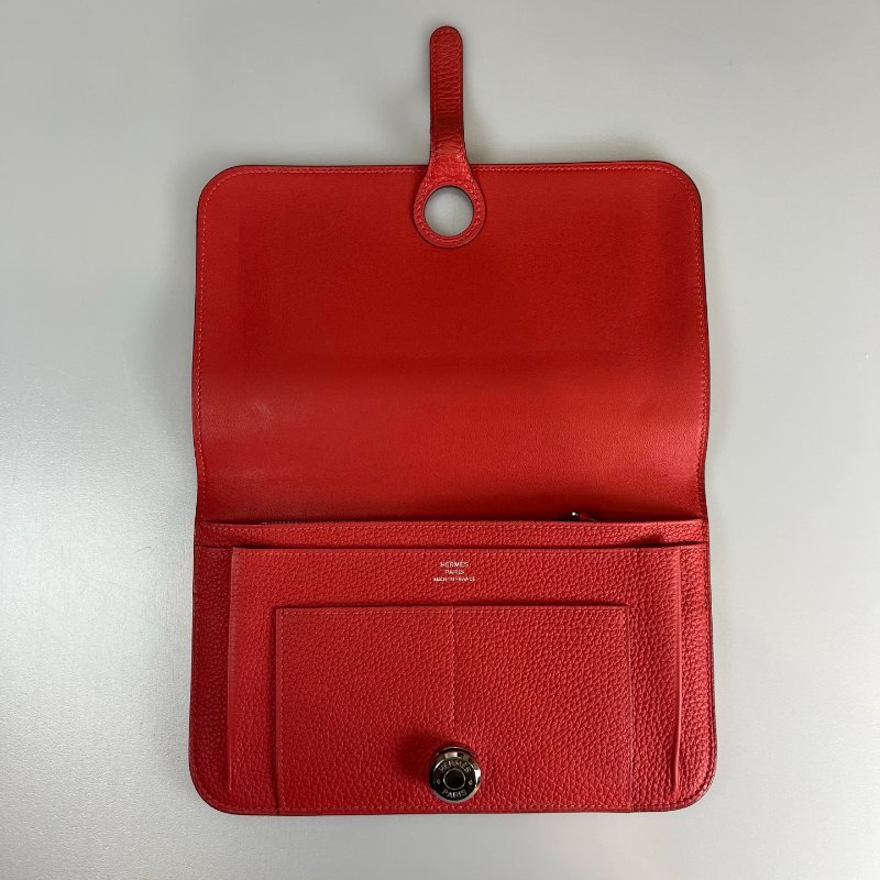 HERMES T刻 珊瑚橘DOGON GM萬用夾-6