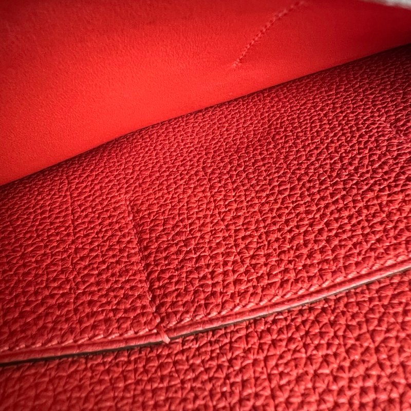 HERMES T刻 珊瑚橘DOGON GM萬用夾-7