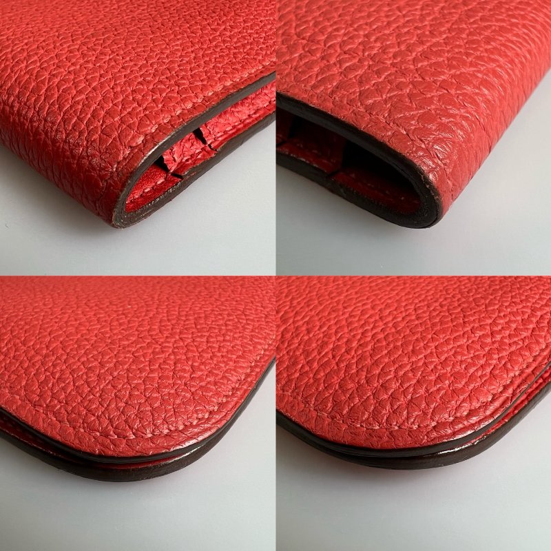 HERMES T刻 珊瑚橘DOGON GM萬用夾-9