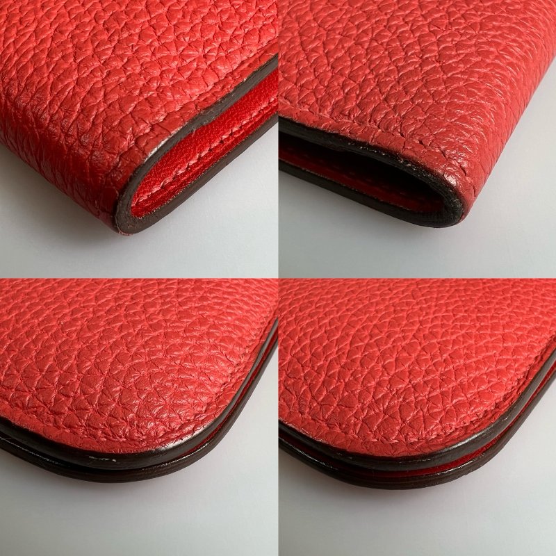 HERMES T刻 珊瑚橘DOGON GM萬用夾-10