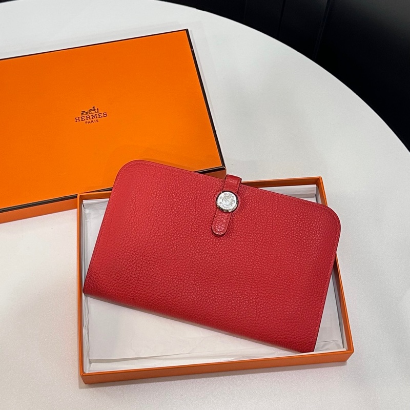 HERMES T刻 珊瑚橘DOGON GM萬用夾-0