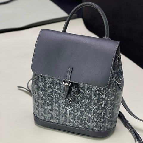 閒置新✨Goyard /戈雅alpin mini 灰色塗層帆布老花雙肩包 銀扣❤️正品