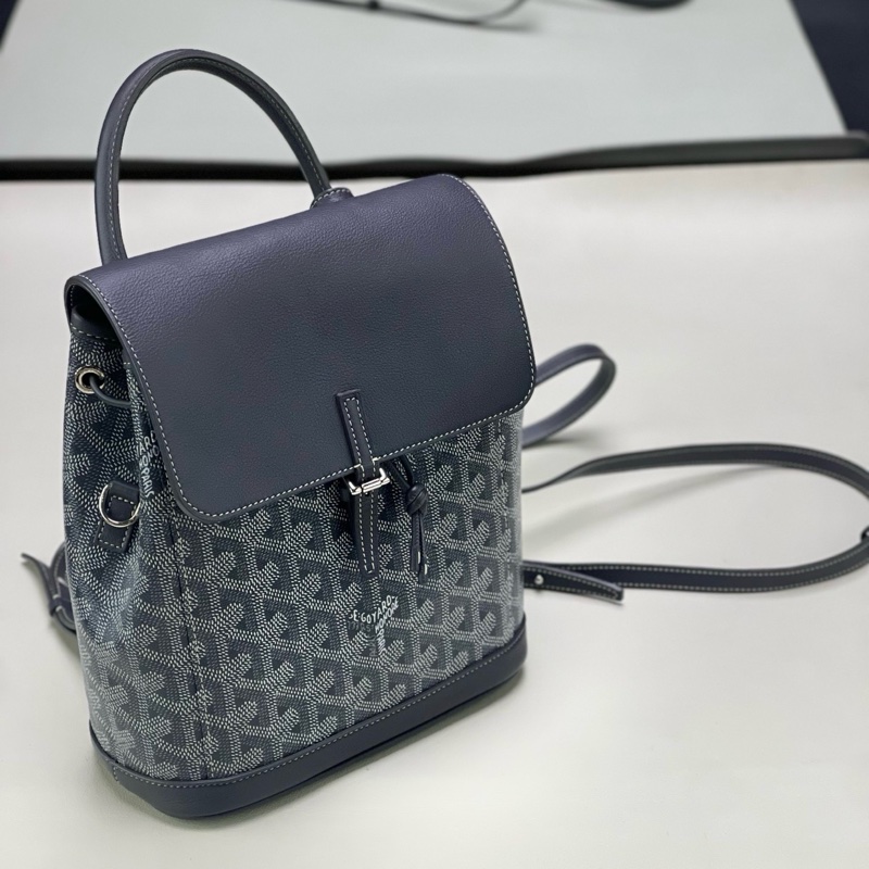 閒置新✨Goyard /戈雅alpin mini 灰色塗層帆布老花雙肩包 銀扣❤️正品-1