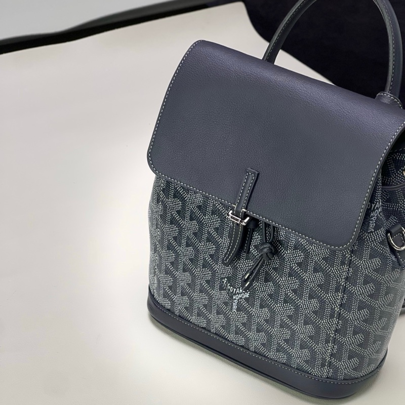 閒置新✨Goyard /戈雅alpin mini 灰色塗層帆布老花雙肩包 銀扣❤️正品-2