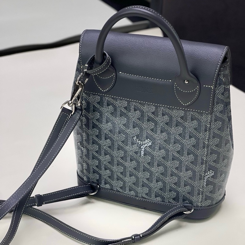 閒置新✨Goyard /戈雅alpin mini 灰色塗層帆布老花雙肩包 銀扣❤️正品-3